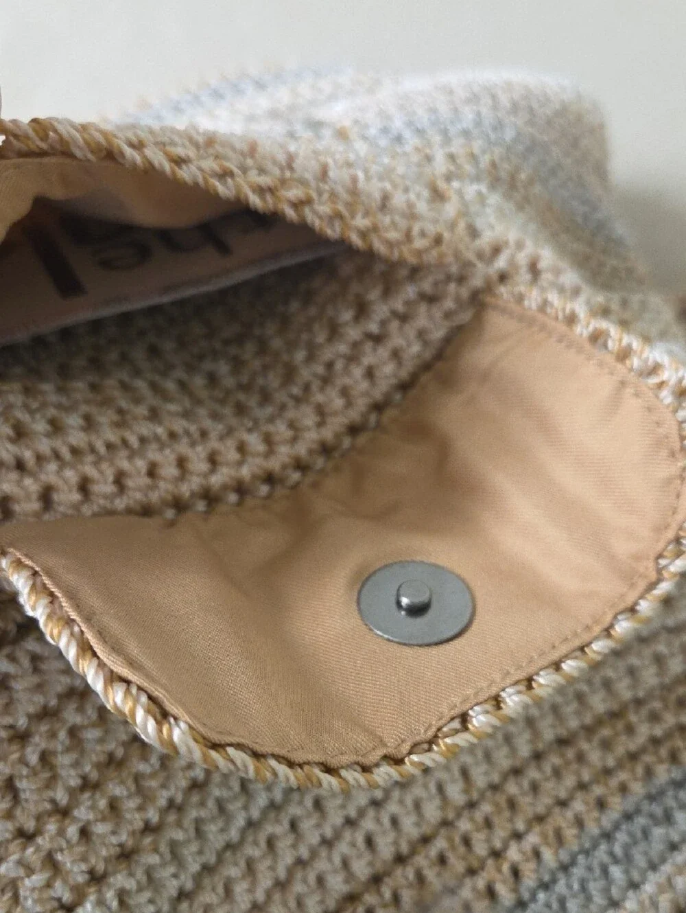 The Sak Dylan Crochet Drawstring Bucket Backpack Bag Neutral Large Size
